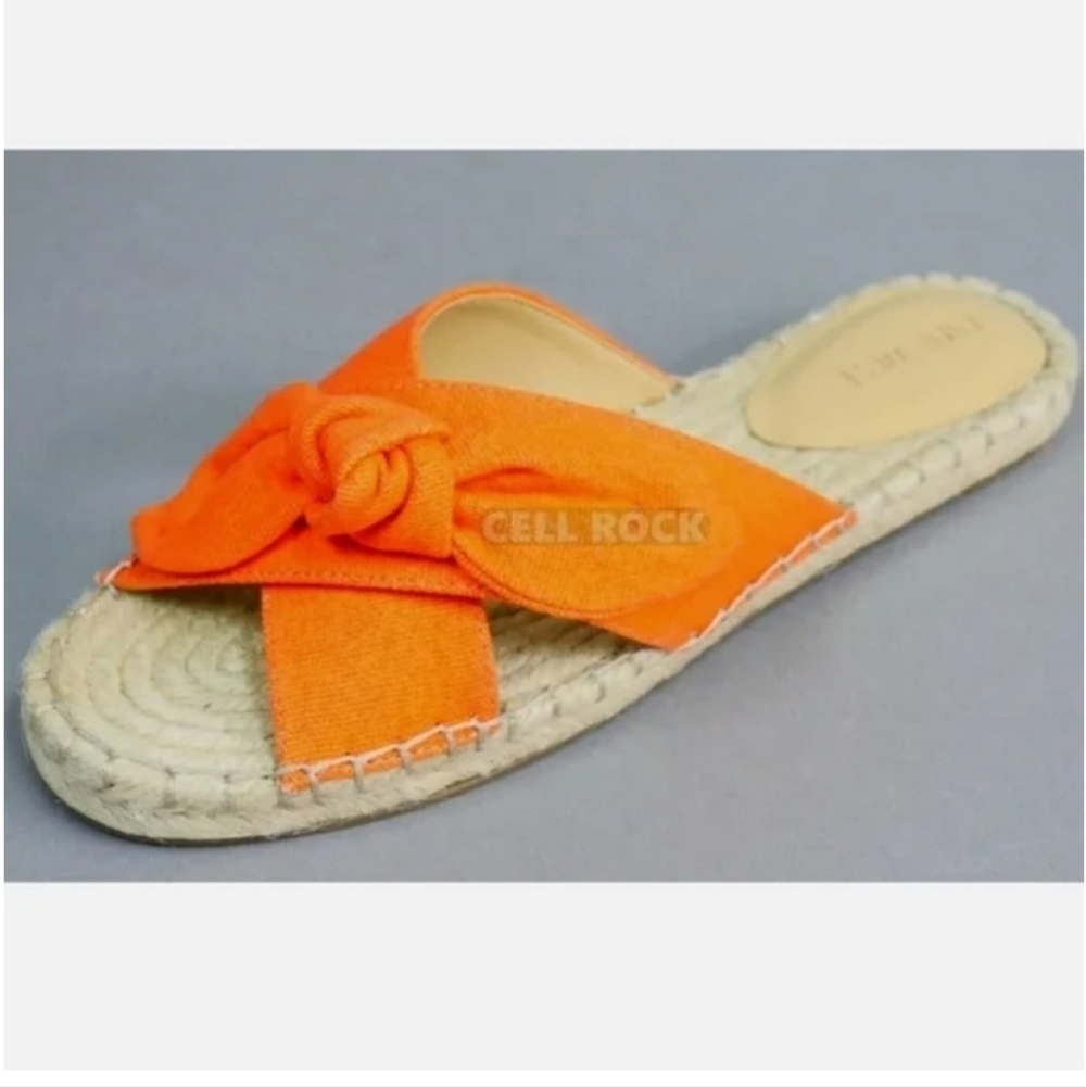 Nine west Brielle orange bow espadrille slide Sandals